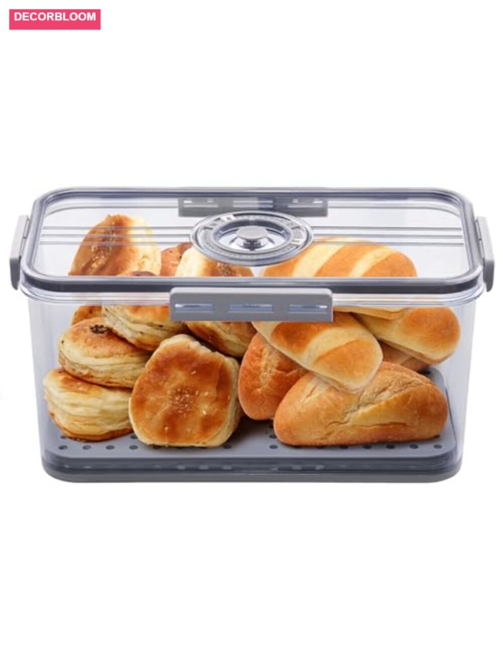 Airtight Bread Box with Time Recording Dial, Large Capacity Food Storage